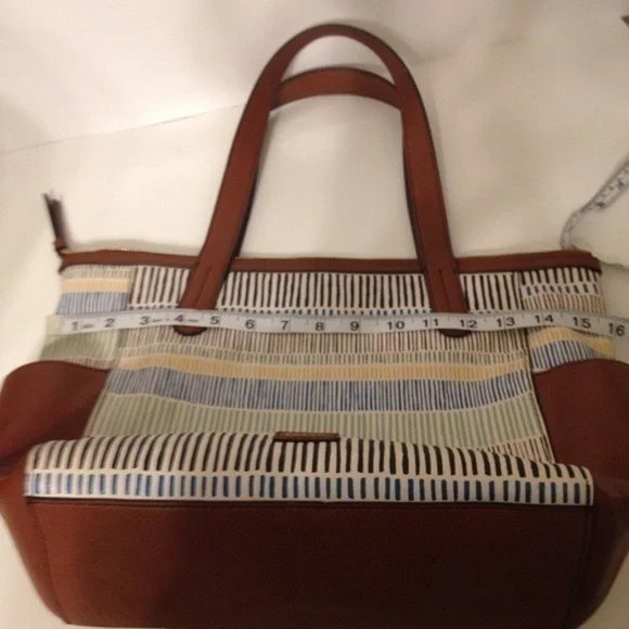 Fossil coated canvas and leather zippered tote - Picture 4 of 7
